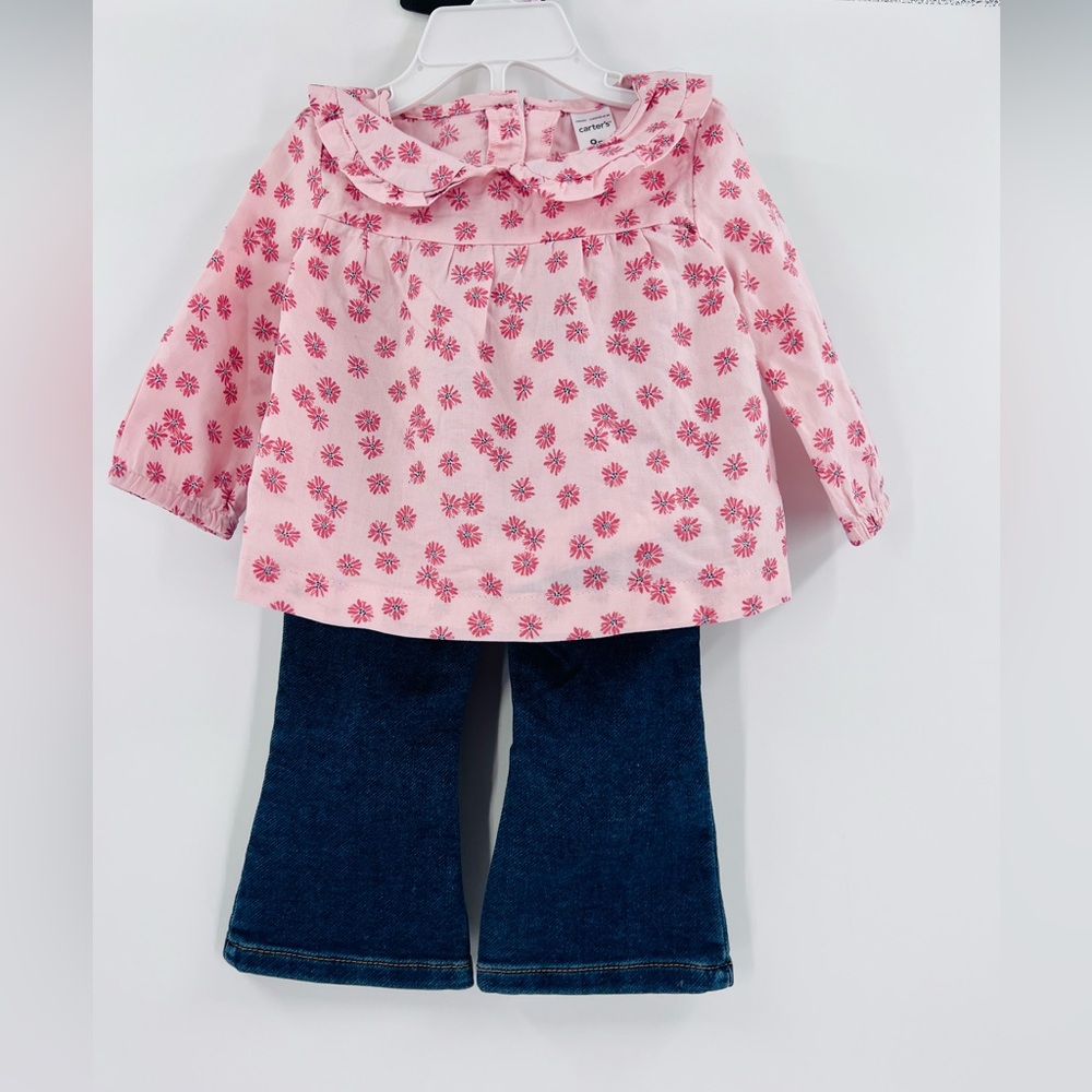 Carter’s Toddler Girl 2-Piece Floral Top and Denim Pants Set new 9m - Picture 10 of 11